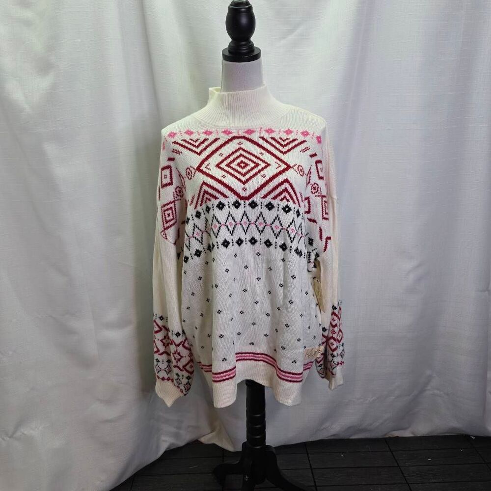 St. John's Bay Cream Fair Isle Knit Sweater Size 0X